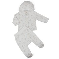 J13813: Baby Unisex Seals Ribbed AOP Jacket & Footed Pant Outfit (0-6 Months)